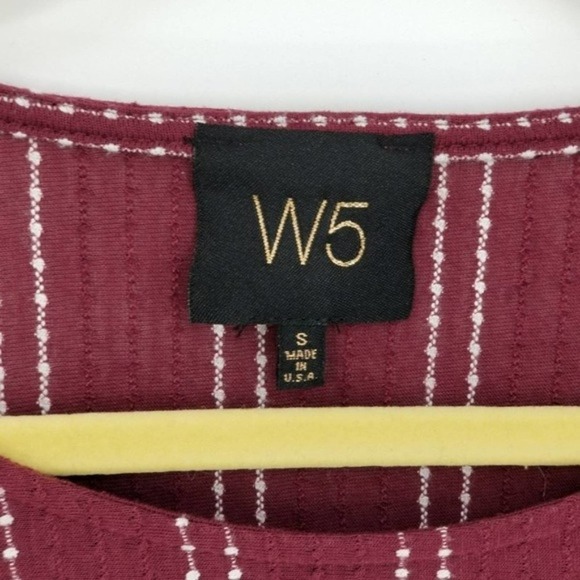 Anthropologie W5 Red Ruffle Cuff Pin Stripe Round Neck Blouse Top Size Small - Picture 3 of 4